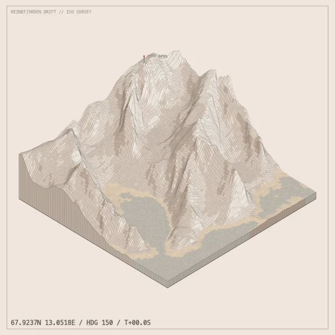 Fieldworks Editor isometric survey output of Reinefjorden terrain